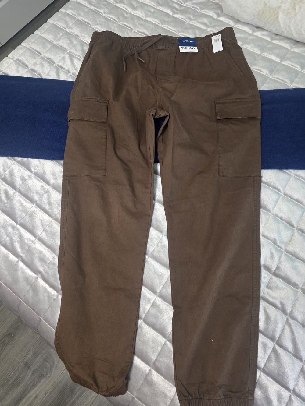 Old Navy Men’s Brown Cargo Jogger Pants with Drawstring Waist
